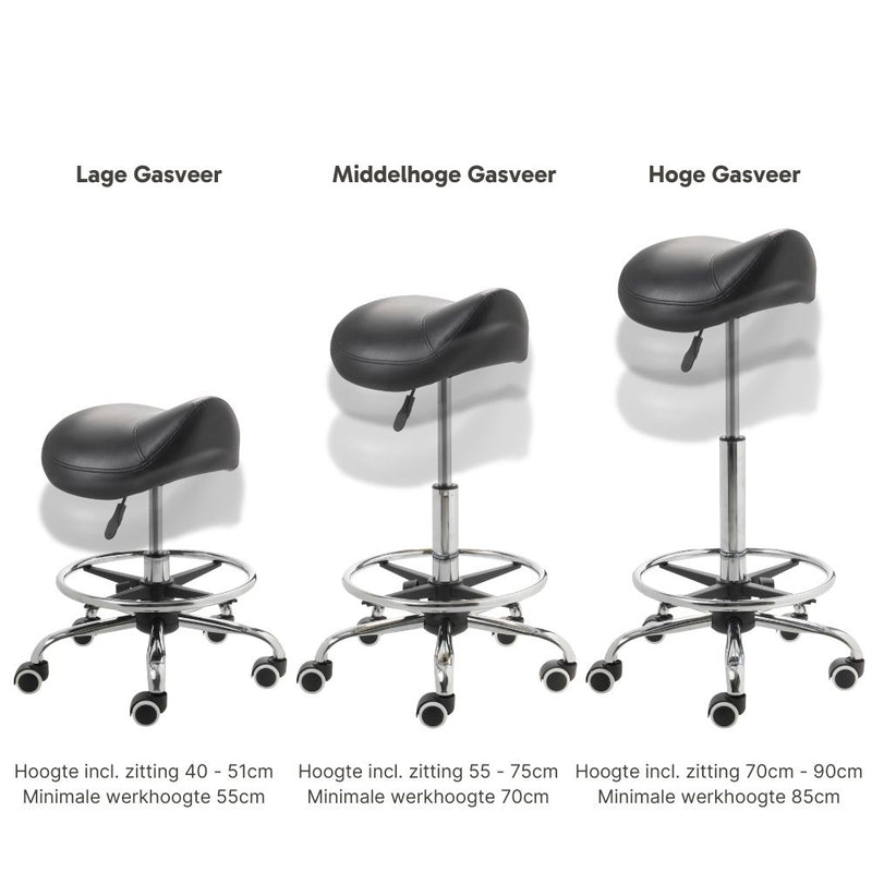 ZenGrowth Saddle Stool Black with chrome frame and foot ring