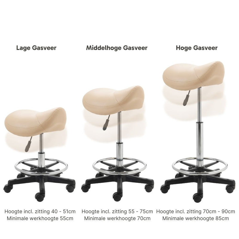 ZenGrowth Saddle Stool Beige with foot ring and plastic frame