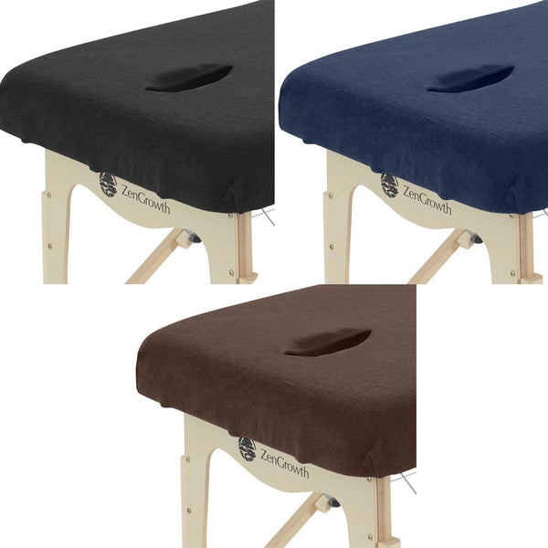 Second chance set Terrycloth Fitted Sheets Massage Table with Cutout White + Light Brown + Chocolate Brown + Light Blue
