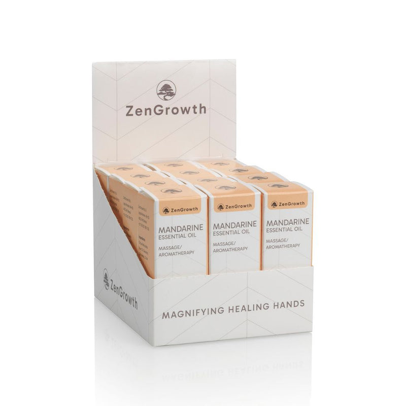 ZENGROWTH Organic Essential Oil Mandarin Display including 12 bottles