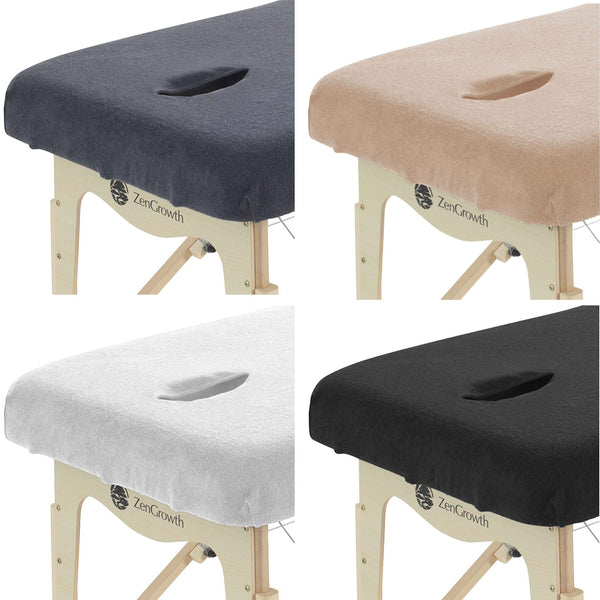 Second chance set Terrycloth Fitted Sheets Massage Table with Cutout White + Light Brown + Chocolate Brown + Light Blue