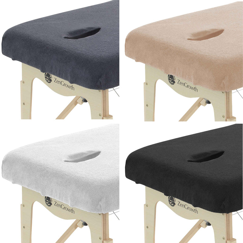 Second chance set Terrycloth Fitted Sheets Massage Table with Cutout White + Light Brown + Chocolate Brown + Light Blue