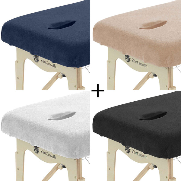 Second chance set Terrycloth Fitted Sheets Massage Table with Cutout White + Light Brown + Chocolate Brown + Light Blue