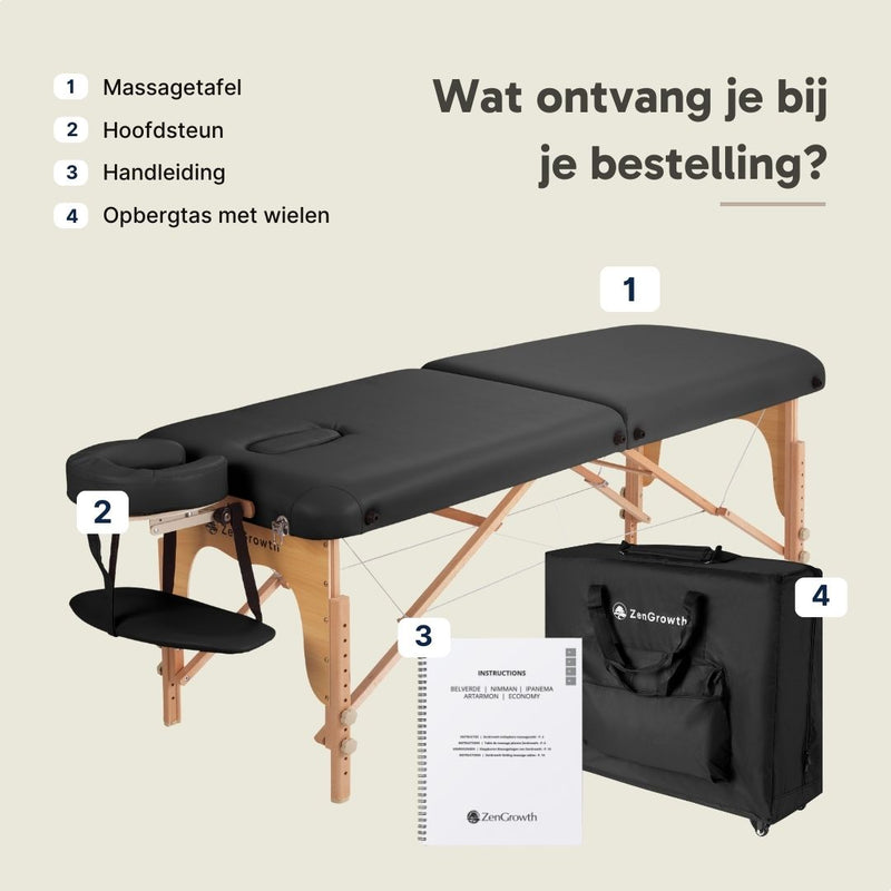 ZENGROWTH Massage Table Gavia Black 71cm