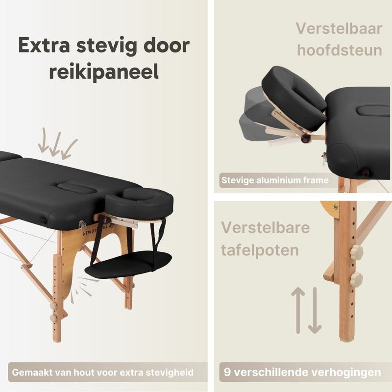 ZENGROWTH Massage Table Gavia Black 71cm