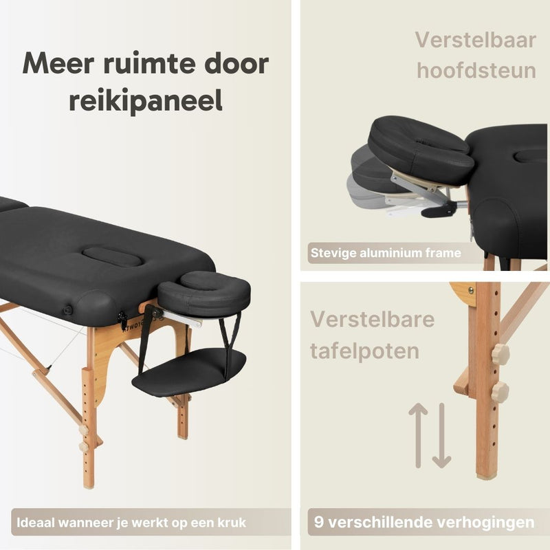 ZENGROWTH Massage Table Gavia Black 71cm