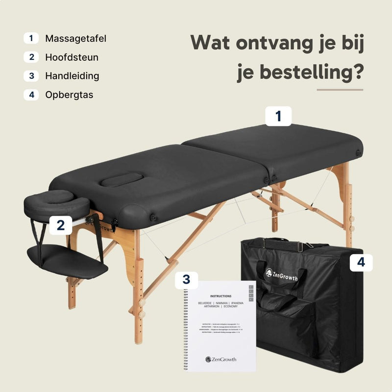 ZENGROWTH Massage Table Gavia Black 71cm