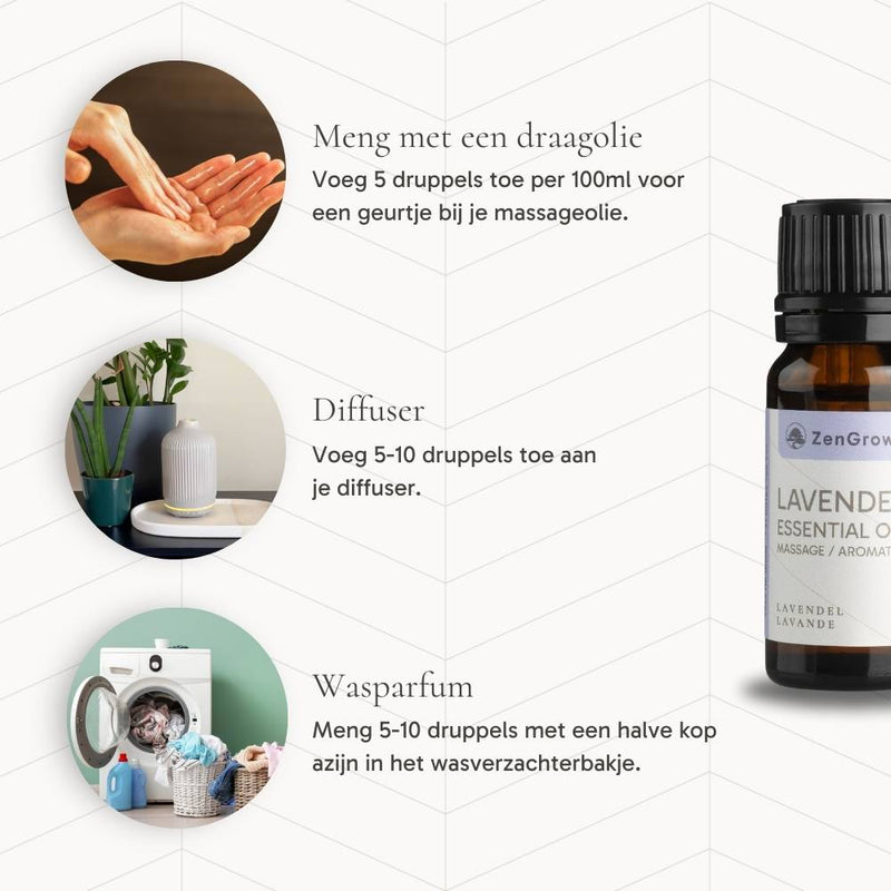 ZENGROWTH Organic Essential Oil Lavender Display including 12 bottles