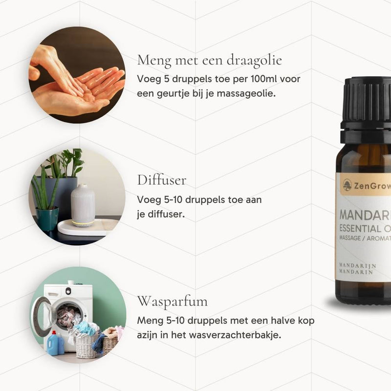 ZENGROWTH Organic Essential Oil Mandarin Display including 12 bottles