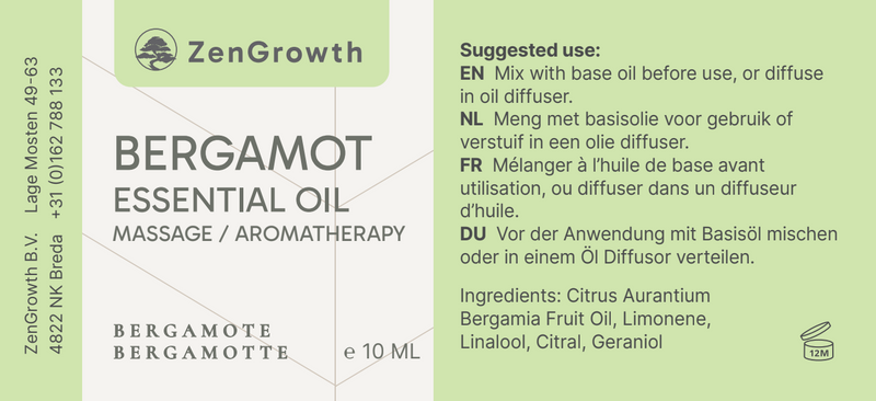 ZENGROWTH Organic Essential Oil Bergamot 10ml