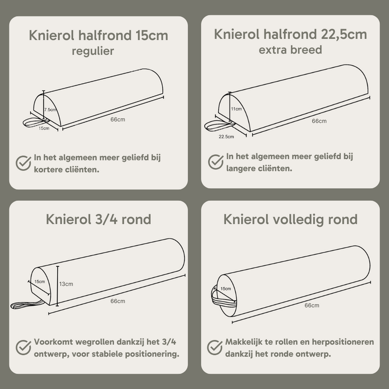 ZenGrowth Half-Round Knee Roll Beige 22.5cm