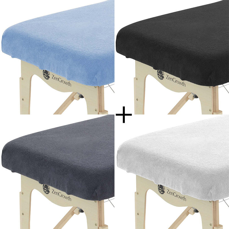 Second Chance Terrycloth Fitted Sheet Set without Cutout Light Brown + Light Blue + Chocolate Brown + Vanilla