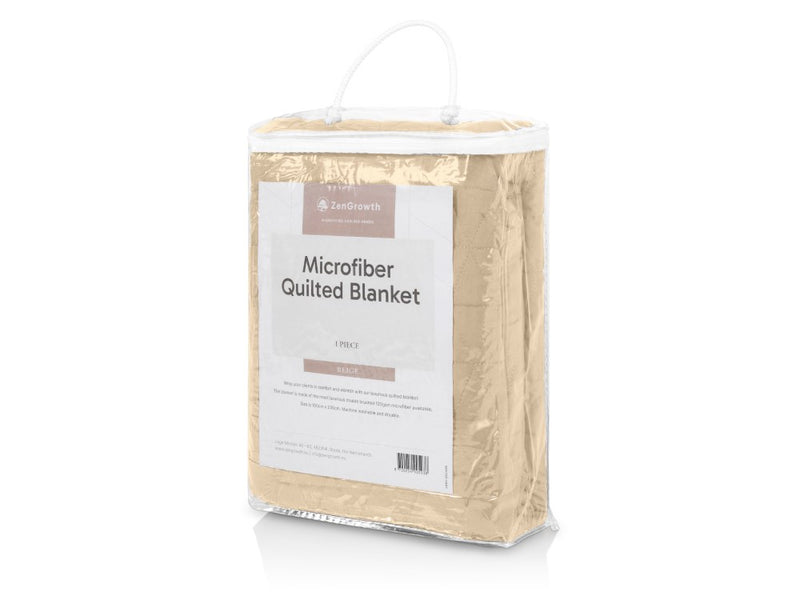 Microfiber Quilted Cover Blanket Beige 150 x 230cm