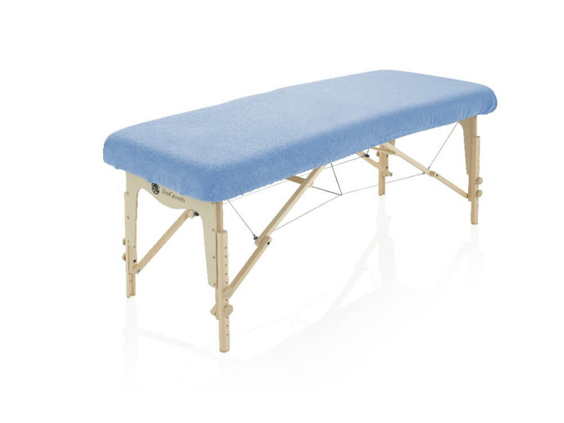 Light Blue Terry Cloth Fitted Sheet for Massage Table Without Face Cutout